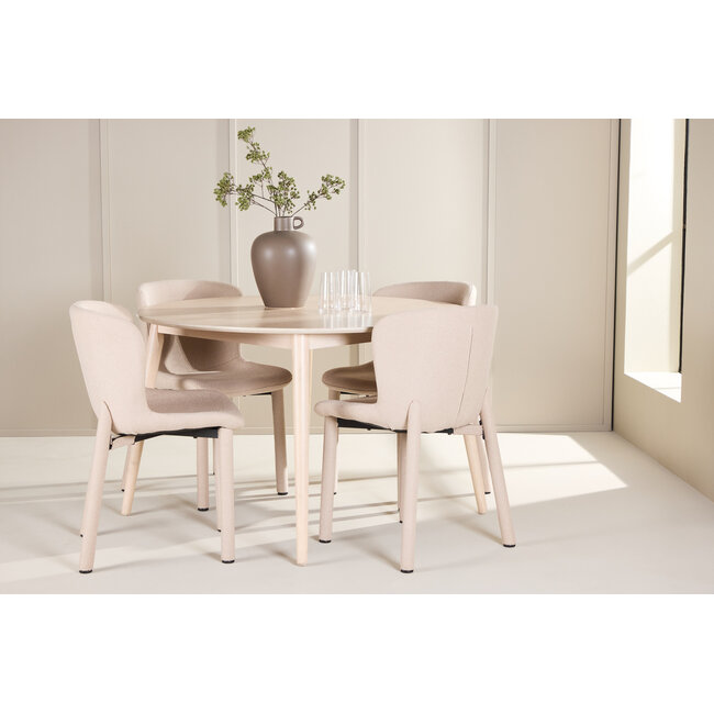 5-tlg. Esstisch Flora mit Astoria Stuhl Beige