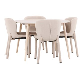 Venture Home 5-tlg. Esstisch Flora mit Astoria Stuhl Beige