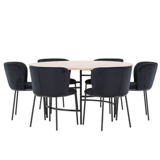 Venture Home 7-tlg. Esstisch Copenhagen mit Edina Stuhl