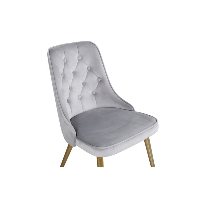 5-tlg. Esszimmer-Set Plaza mit Stühlen Velvet Deluxe Hellgrau