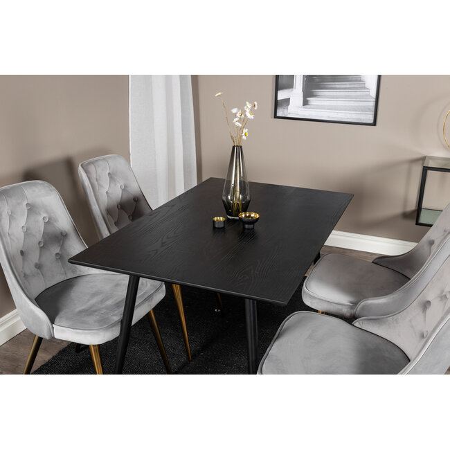Esstisch Rechteckig Dipp Schwarz/Gold