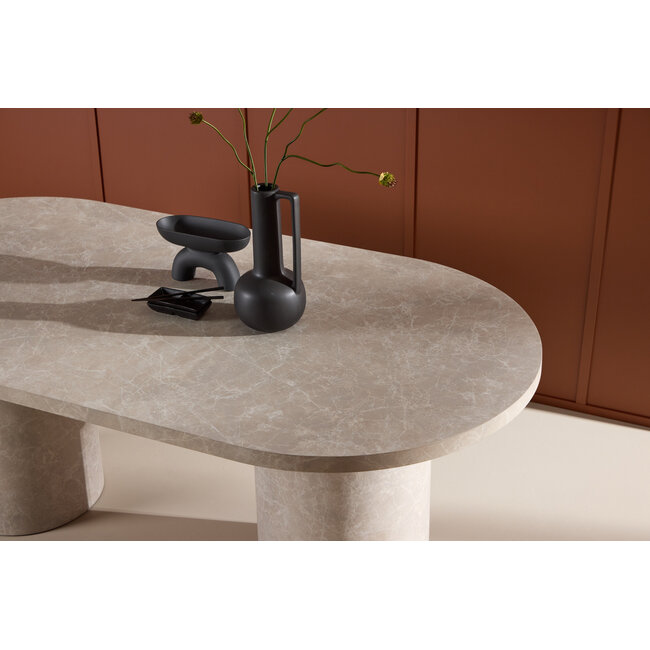 Rechteckiger Esstisch Narvik – Beige Marmoroptick (200x100 cm)