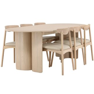 Venture Home 7-tlg. Essgruppe Tyresö mit Stuhl Ven Natürlich