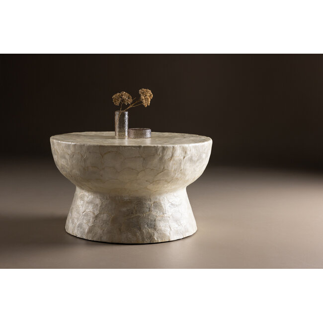 Couchtisch Sandön – Rund, Beige Capiz Ø 70 cm
