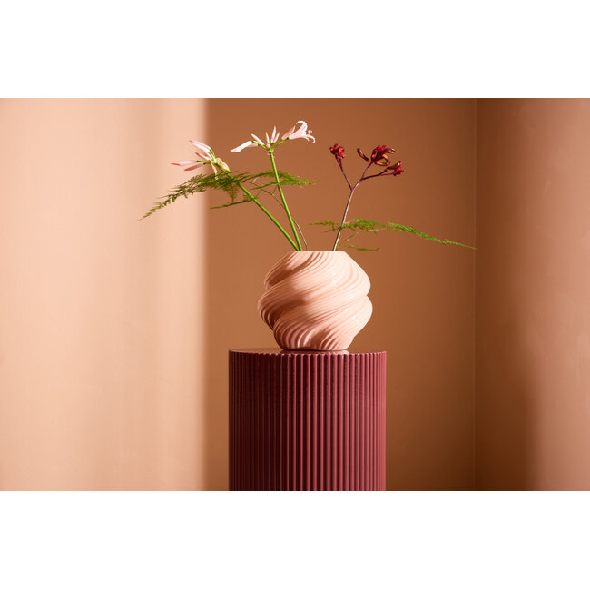 Beistelltisch Lenox – Gerillt, Burgunderrot (Ø 30,5 cm)