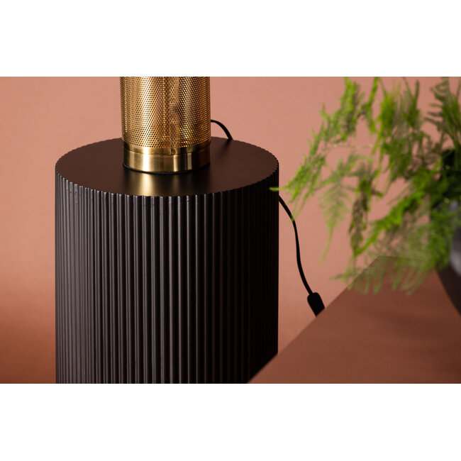 Beistelltisch/Sockel Lenox – Gerillt, Mattschwarz / Beige