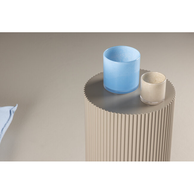 Beistelltisch/Sockel Lenox – Gerillt, Mattschwarz / Beige