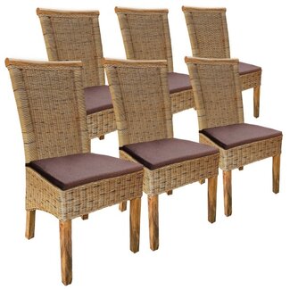 Voglrieder 6er Set Rattanstuhl Perth – Tabacco, Landhausstil