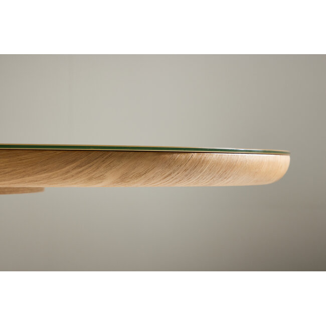 Esstisch Castor – Oval, Glasplatte, Natur