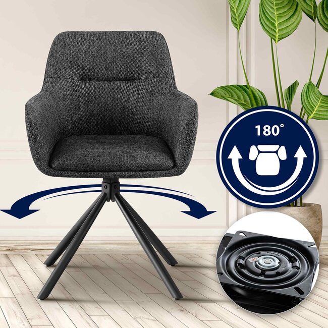 Armlehnstuhl Drehbar Tipton Stoff dunkelgrau