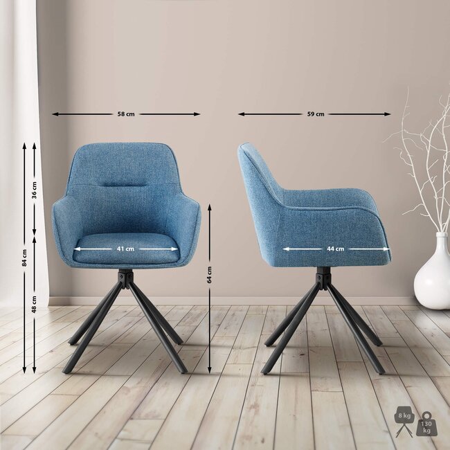 Armlehnstuhl Drehbar Tipton Stoff Blau