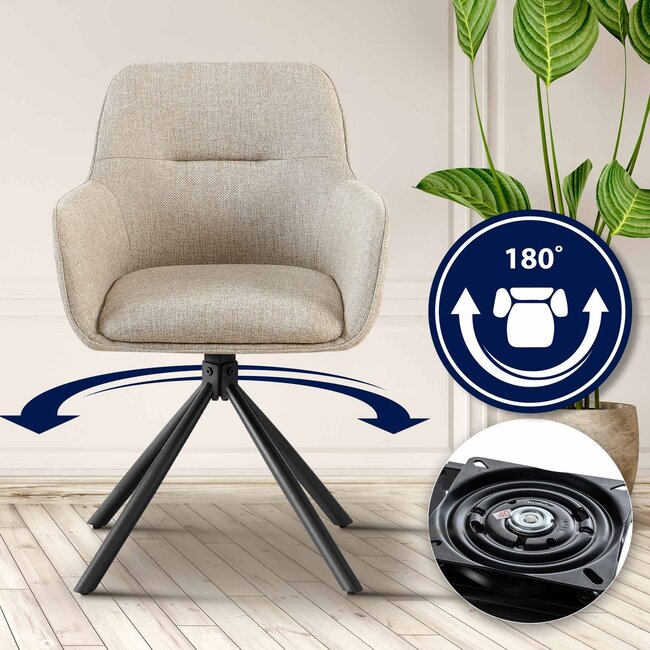 Armlehnstuhl Drehbar Tipton Stoff Taupe