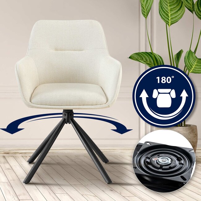 Drehbarer Polsterstuhl Tipton Creme – 180° Autoback