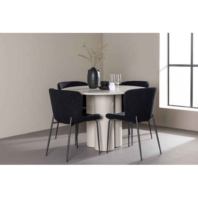 5-tlg. Essgruppe Olivia Esstisch mit Modesto Esszimmerstuhl Schwarz