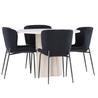 Venture Home 5-tlg. Essgruppe Olivia Esstisch mit Modesto Esszimmerstuhl Schwarz