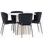 5-tlg. Essgruppe Olivia Esstisch mit Modesto Esszimmerstuhl Schwarz