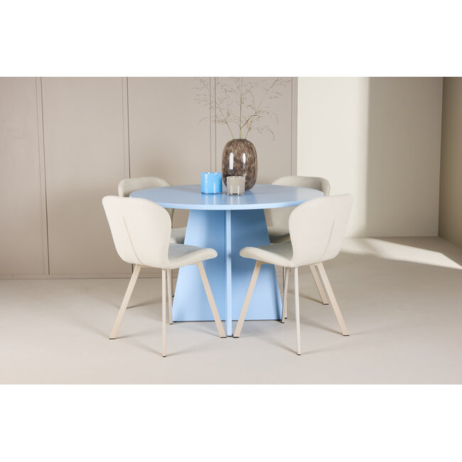 5-tlg. Esstisch Bootcut Blau mit Lilja Stuhl