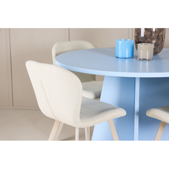 5-tlg. Esstisch Bootcut Blau mit Lilja Stuhl