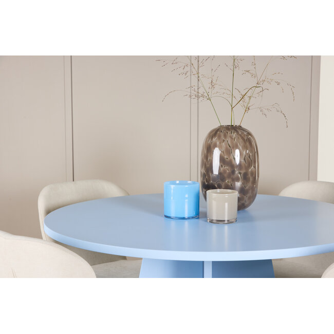 5-tlg. Esstisch Bootcut Blau mit Lilja Stuhl