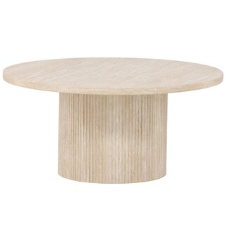 Venture Home Couchtisch Härön – Beige Travertin-Optik, Rund