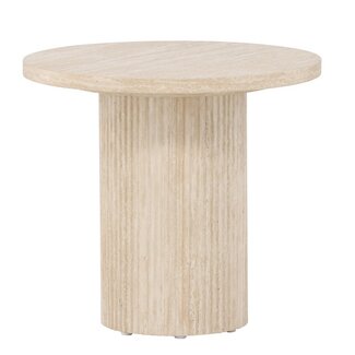 Venture Home Beistelltisch Härön – Beige Travertin-Optik, Rund