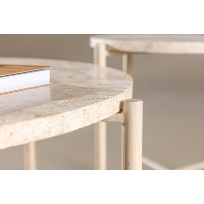 2-tlg. Sofa-Tisch-Set Sandhamn – Naturstein Mactan & Beige