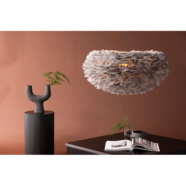 Design-Deckenleuchte Nicola – Graue Federpracht