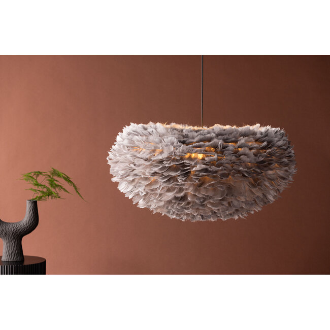 Design-Deckenleuchte Nicola – Graue Federpracht