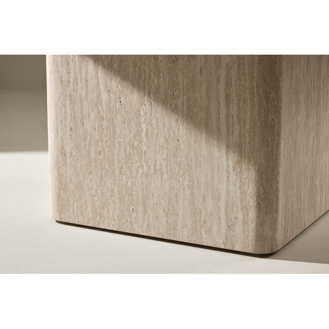 Couchtisch Qvart – Beige Travertin-Optik