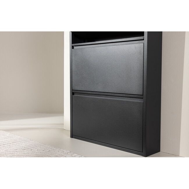 Schuhschrank Ushuaia – Metall-Design mit 4 Klappen in Schwarz