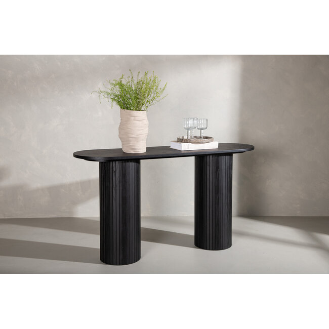 Konsolentisch Bianca – Modernes Rippen-Design in Schwarz