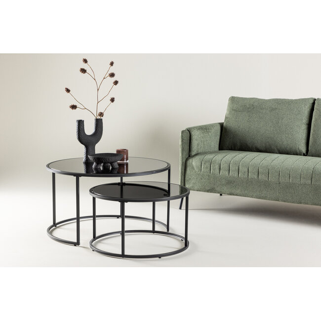 Couchtisch-Set Twin Schwarz 2-tlg. – Glas in Schwarz: