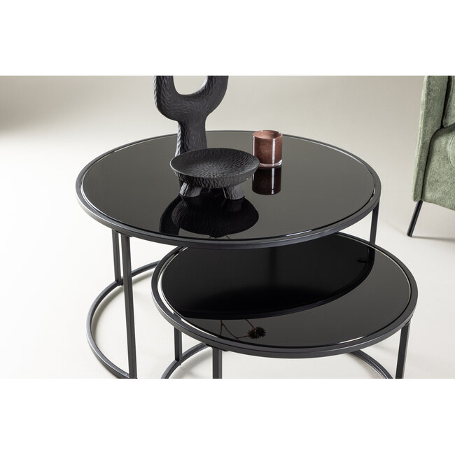 Couchtisch-Set Twin Schwarz 2-tlg. – Glas in Schwarz: