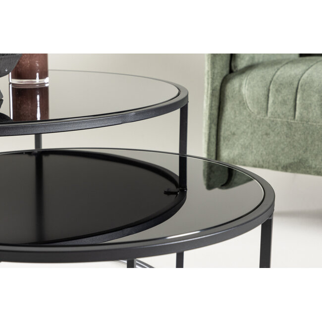 Couchtisch-Set Twin Schwarz 2-tlg. – Glas in Schwarz: