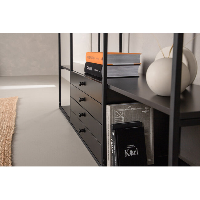 Amarillo Sideboard-Regal – Skandinavisches Design in Schwarz