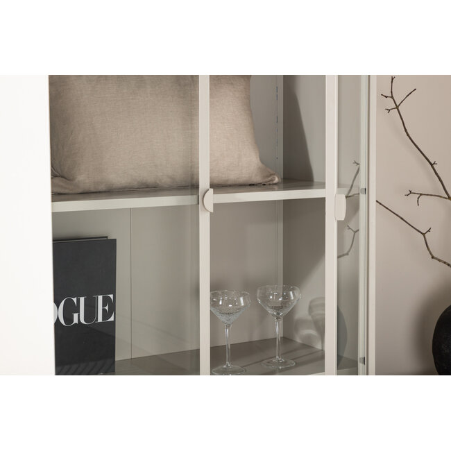 Vitrinen-Hochschrank Piring – Minimalistisches Design in Beige