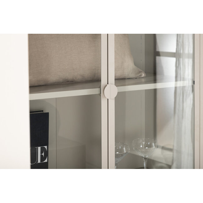 Vitrinen-Hochschrank Piring – Minimalistisches Design in Beige