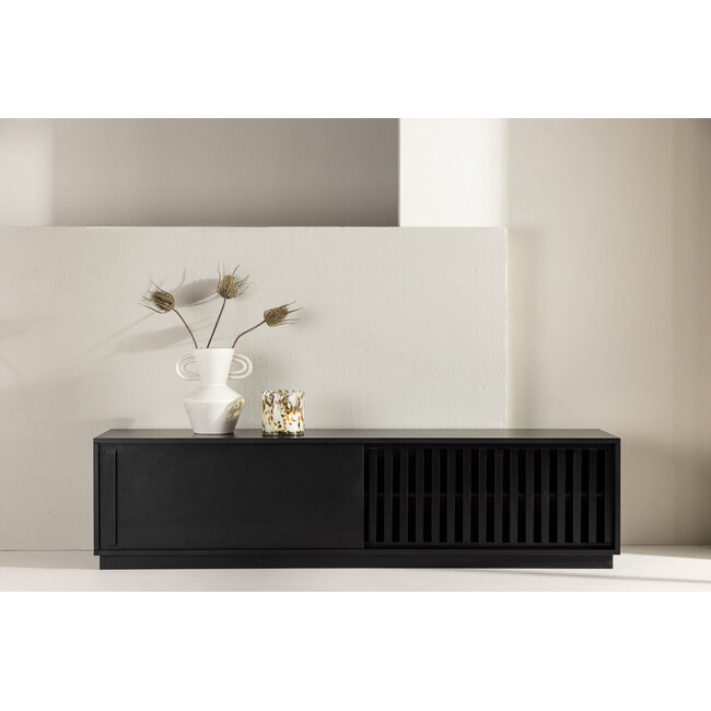 TV-Board Lugo – Modernes Rippen-Design in Rußschwarz