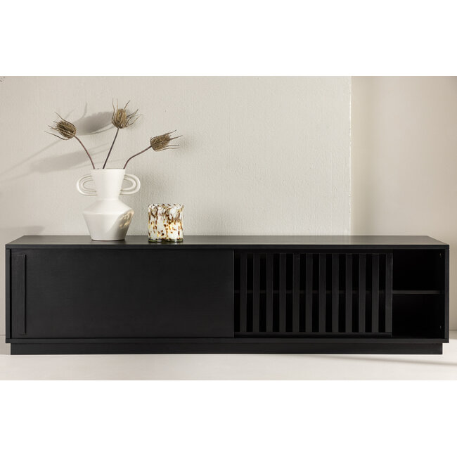 TV-Board Lugo – Modernes Rippen-Design in Rußschwarz