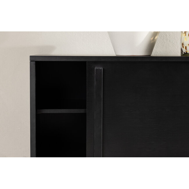 TV-Board Lugo – Modernes Rippen-Design in Rußschwarz