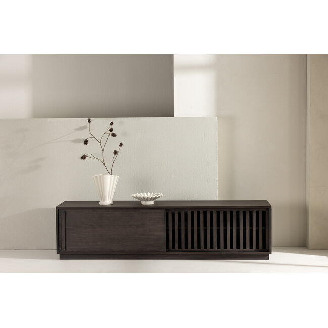 TV-Board Lugo – Modernes Rippen-Design in Mokka-Braun