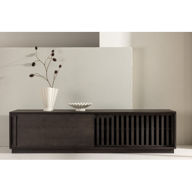 TV-Board Lugo – Modernes Rippen-Design in Mokka-Braun
