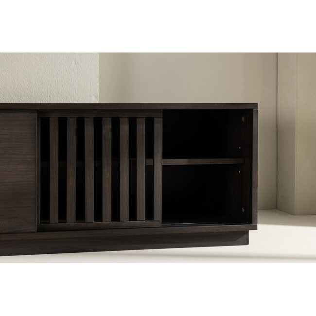 TV-Board Lugo – Modernes Rippen-Design in Mokka-Braun