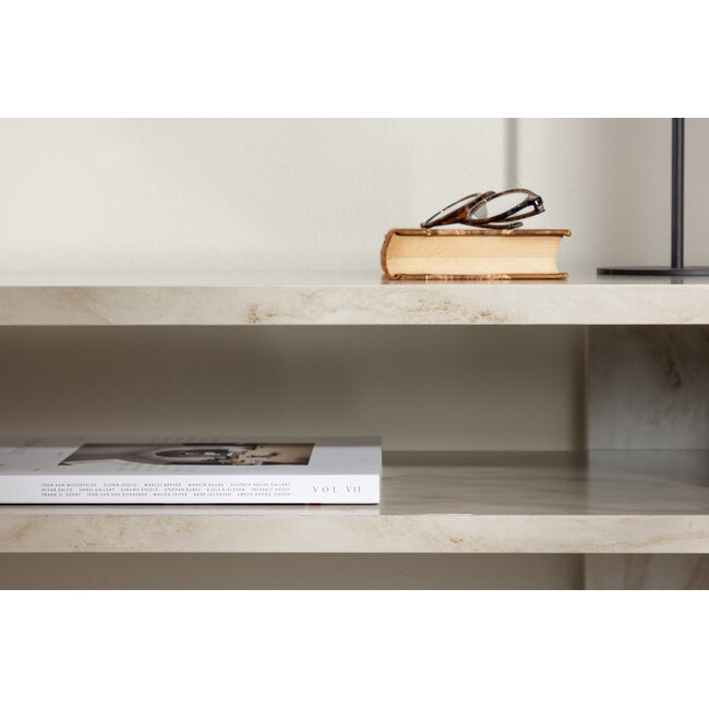 TV-Bank Ålesund – Skandinavisches Design in beiger Marmoroptik