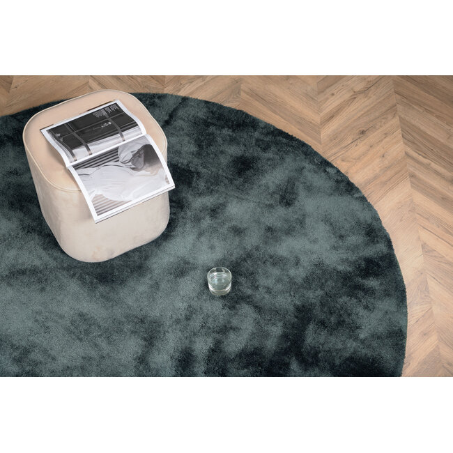 Runder Teppich Undra – Seidiger Glanz in luxuriösem Waldgrün