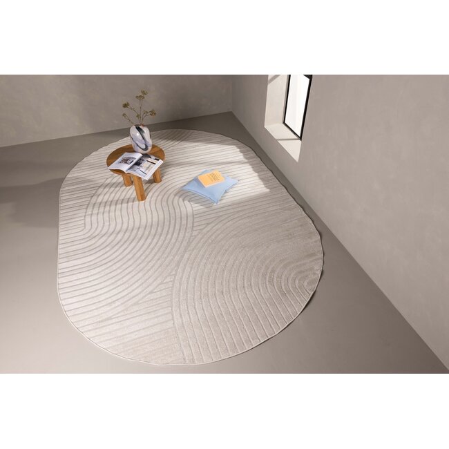 Ovaler Teppich Vince – Abstraktes Design in Cremeweiß