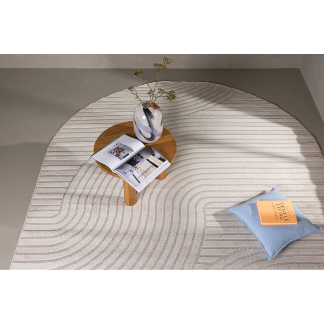 Ovaler Teppich Vince – Abstraktes Design in Cremeweiß