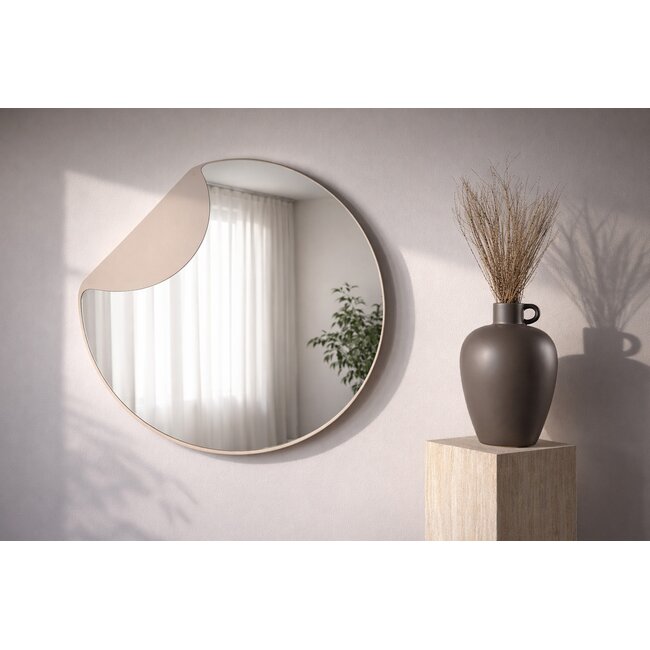 Runder Spiegel Mui – Elegantes Design mit beigem Rahmen