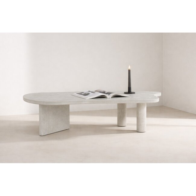 Design-Couchtisch Polle – Organische Form und Beton-Look