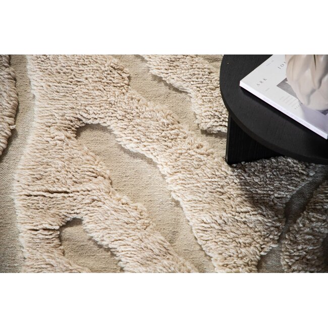 Wollteppich Josefin – Handgewebter Luxus und Getuftetes Design (Beige)